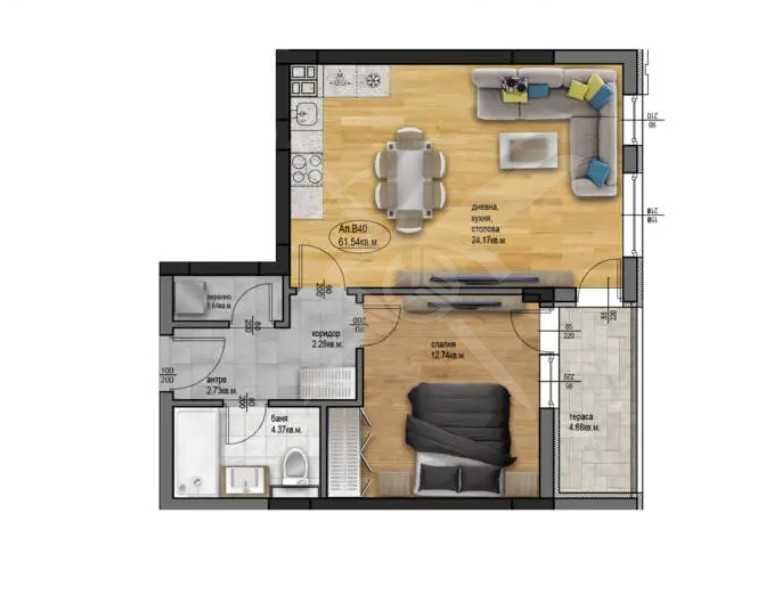 Двустаен апартамент в Пловдив, Остромила - 71 кв.м за 984 €/кв.м - Снимка #1