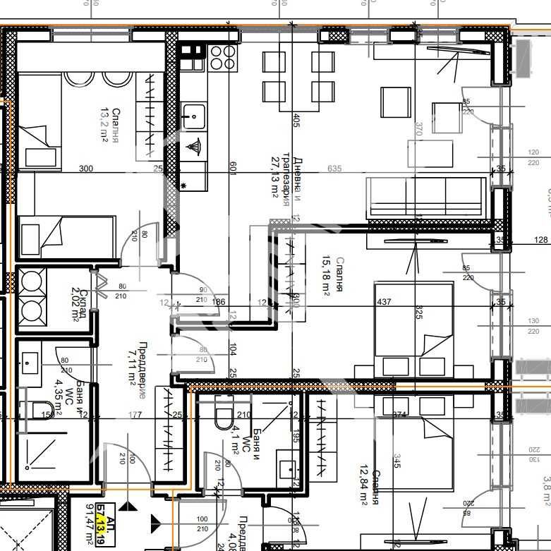 Тристаен апартамент в Пловдив, Остромила - 110 кв.м за 1308 €/кв.м - Снимка #1