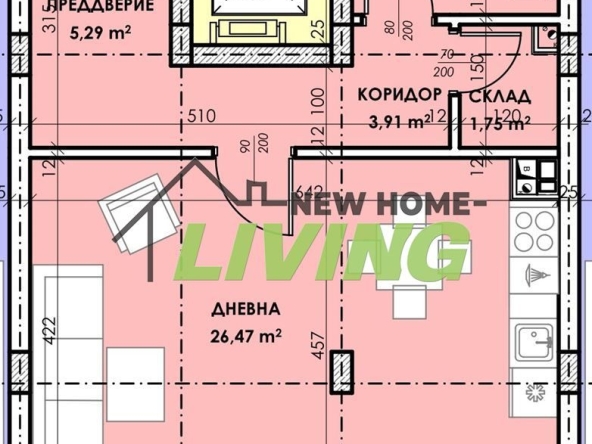 Едностаен апартамент в Пловдив, Остромила - 57 кв.м за 1200 €/кв.м - Снимка #1