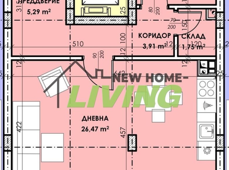 Едностаен апартамент в Пловдив, Остромила - 57 кв.м за 1200 €/кв.м - Снимка #1