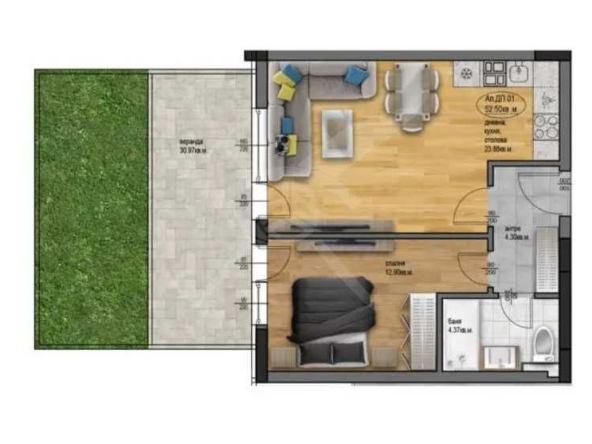 Двустаен апартамент в Пловдив, Остромила - 62 кв.м за 936 €/кв.м - Снимка #1