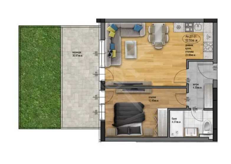 Двустаен апартамент в Пловдив, Остромила - 62 кв.м за 936 €/кв.м - Снимка #1