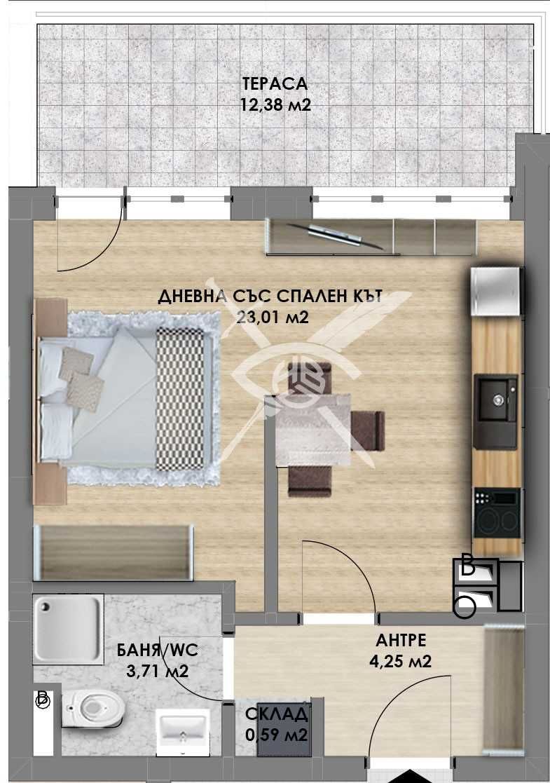 Двустаен апартамент в Пловдив, Христо Смирненски - 61 кв.м за 503 €/кв.м - Снимка #1