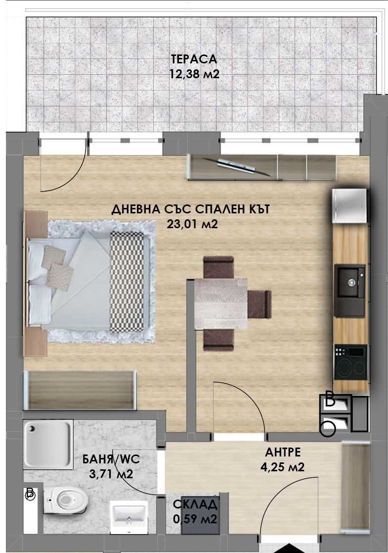 Едностаен апартамент в Пловдив, Христо Смирненски - 61 кв.м за 920 €/кв.м - Снимка #1