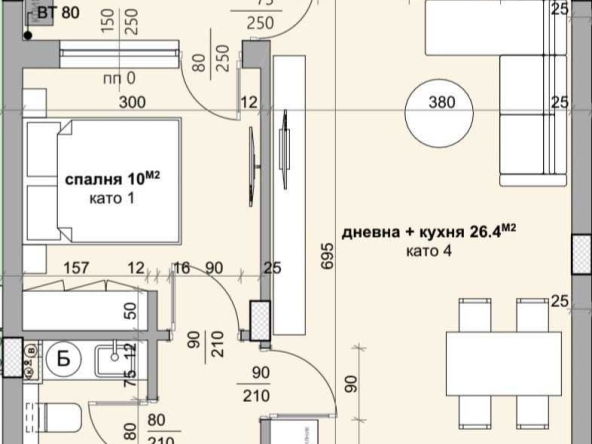 Двустаен апартамент в Стара Загора, Ремиза - 67 кв.м за 1135 €/кв.м - Снимка #1