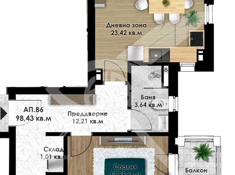 Тристаен апартамент в Пловдив, Остромила - 114 кв.м за 481 €/кв.м - Снимка #1