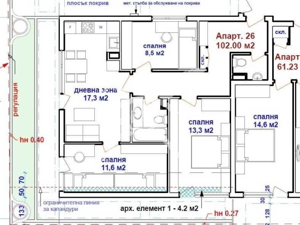 Тристаен апартамент в Бургас, Център - 102 кв.м за 2065 €/кв.м - Снимка #1