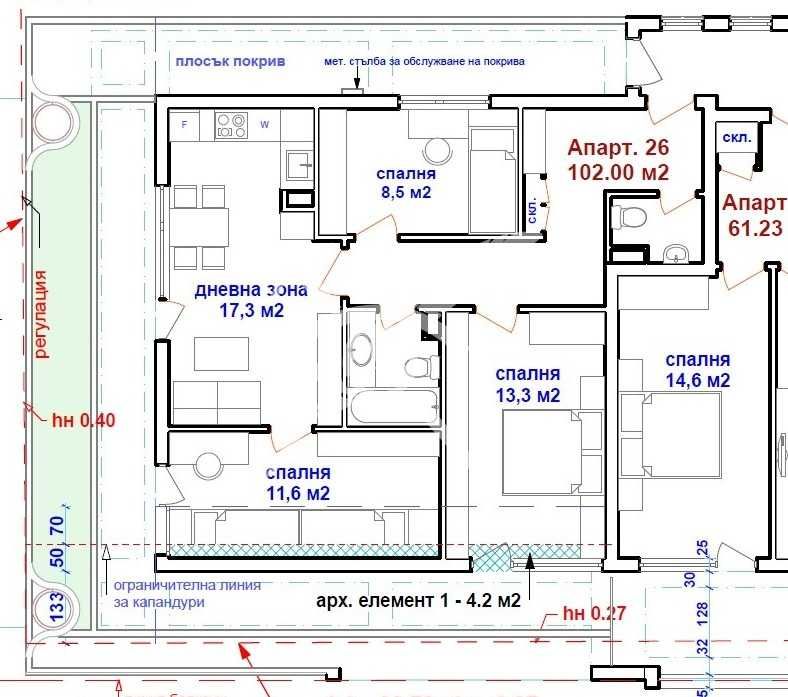 Тристаен апартамент в Бургас, Център - 102 кв.м за 2065 €/кв.м - Снимка #1