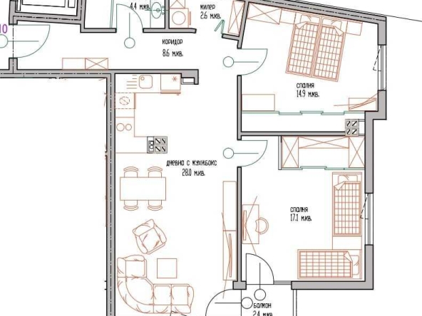 Тристаен апартамент в Варна, Цветен квартал - 112 кв.м за 843 €/кв.м - Снимка #1