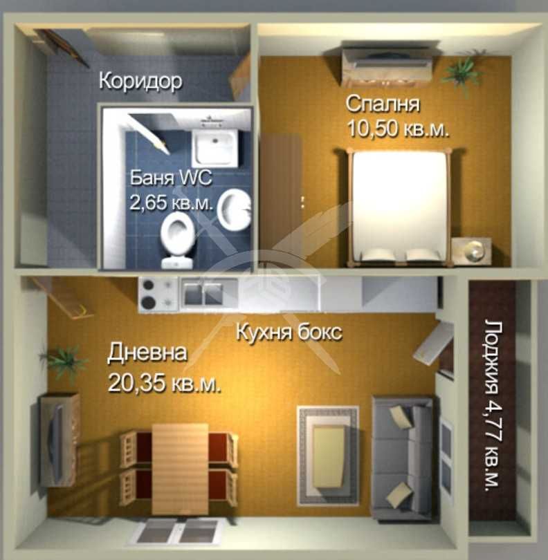 Двустаен апартамент в Бургас, Меден рудник - зона А - 62 кв.м за 1082 €/кв.м - Снимка #1