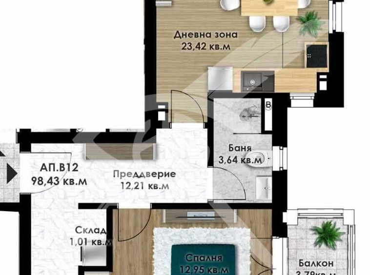Тристаен апартамент в Пловдив, Остромила - 114 кв.м за 943 €/кв.м - Снимка #1