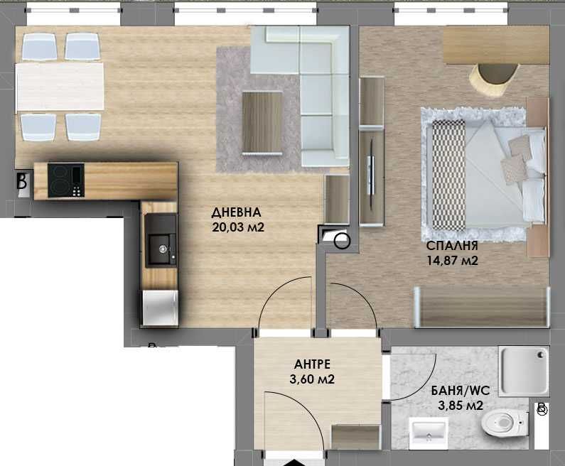 Двустаен апартамент в Пловдив, Христо Смирненски - 63 кв.м за 969 €/кв.м - Снимка #1