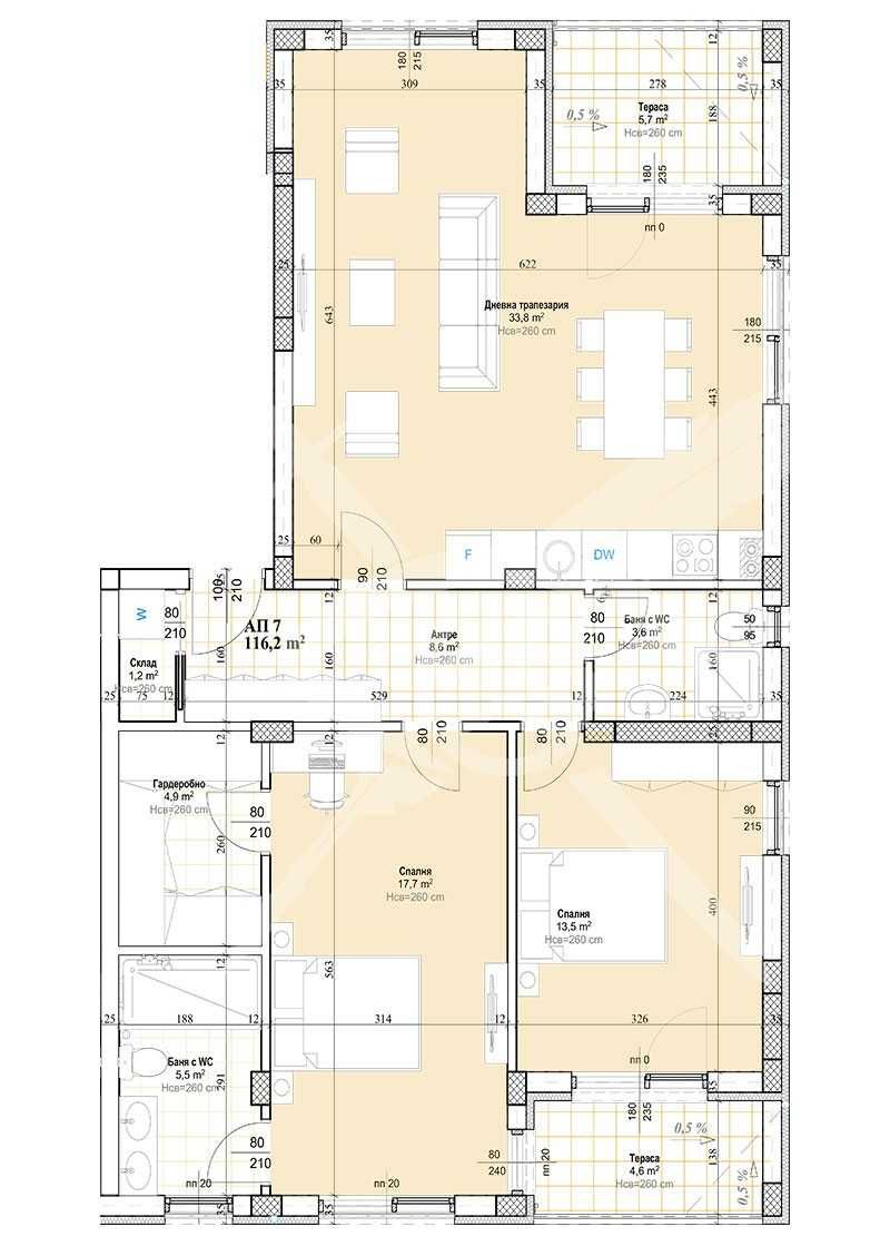 Тристаен апартамент в Пловдив, Христо Смирненски - 132 кв.м за 1248 €/кв.м - Снимка #1