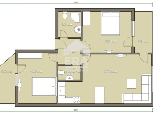 Тристаен апартамент в Кърджали, Възрожденци - 105 кв.м за 631 €/кв.м - Снимка #1