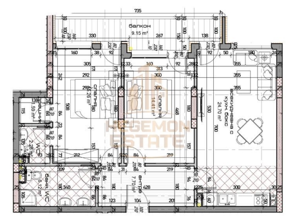 Тристаен апартамент в Варна, Младост 1 - 114 кв.м за 1487 €/кв.м - Снимка #1