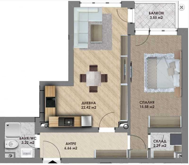 Двустаен апартамент в Пловдив, Христо Смирненски - 74 кв.м за 741 €/кв.м - Снимка #1