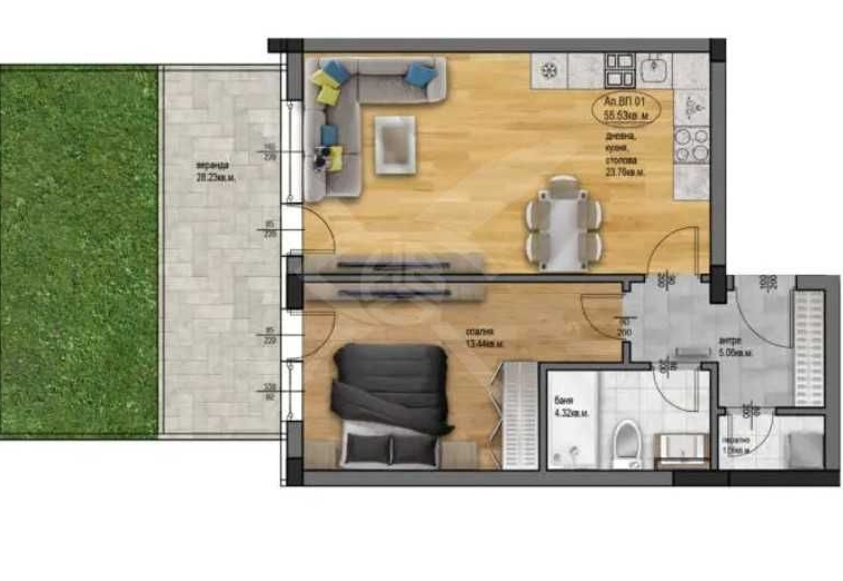 Дава се под наем Двустаен апартамент в Пловдив, Остромила - 64 кв.м за 60237.12 € - Снимка #1