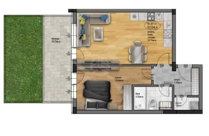 Дава се под наем Двустаен апартамент в Пловдив, Остромила - 64 кв.м за 60237.12 € - Снимка #1