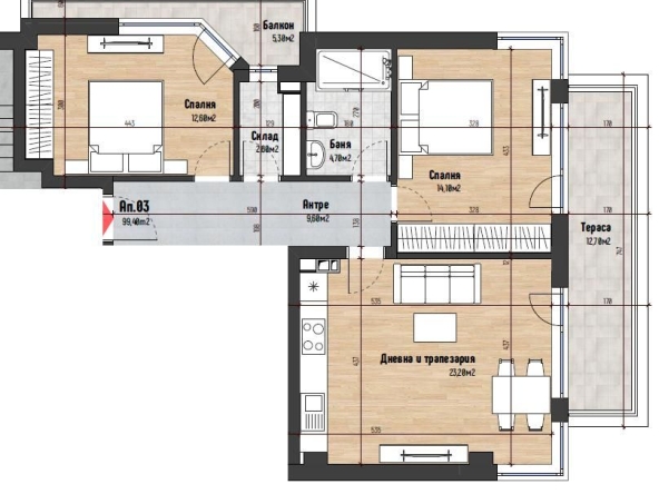 Тристаен апартамент в София, Левски - 116 кв.м за 1021 €/кв.м - Снимка #1