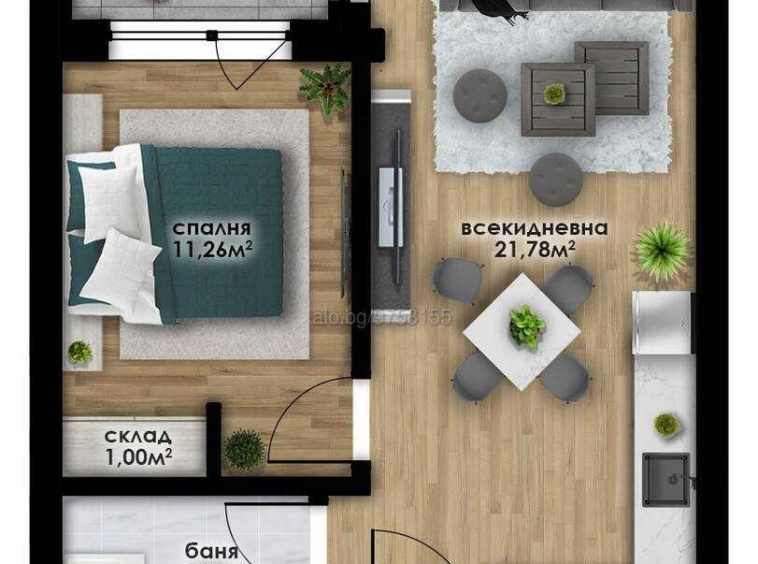 Двустаен апартамент в Пловдив, Остромила - 50 кв.м за 1100 €/кв.м - Снимка #1