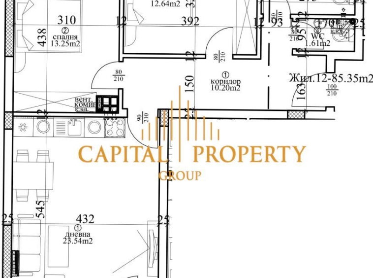 Тристаен апартамент в Варна, Център - 118 кв.м за 1611 €/кв.м - Снимка #1