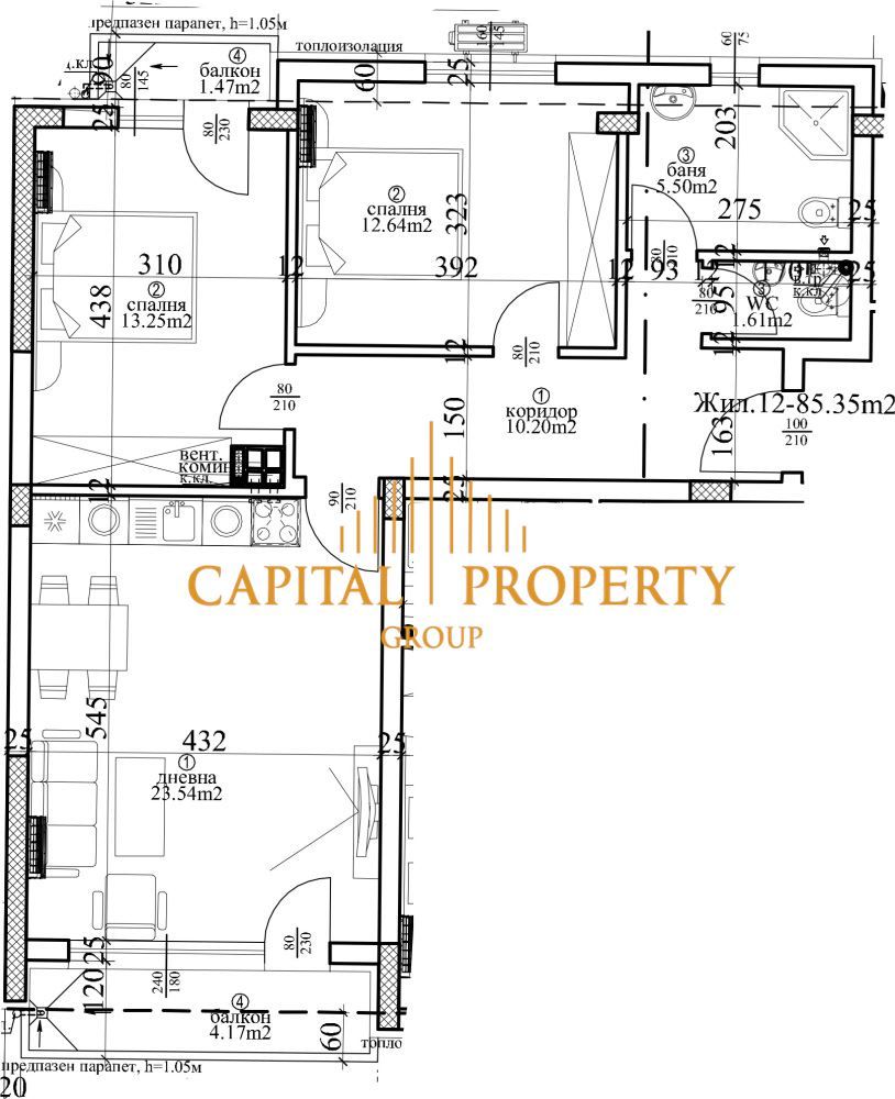 Тристаен апартамент в Варна, Център - 118 кв.м за 1611 €/кв.м - Снимка #1