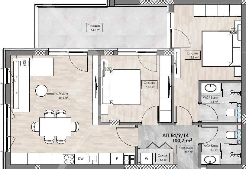 Тристаен апартамент в Пловдив, Кършияка - 113 кв.м за 1087 €/кв.м - Снимка #1