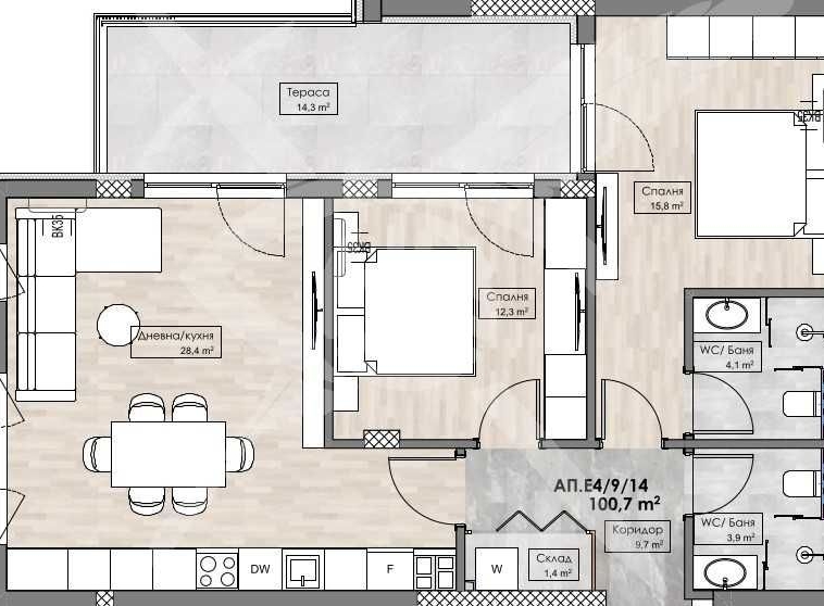 Тристаен апартамент в Пловдив, Кършияка - 113 кв.м за 1087 €/кв.м - Снимка #1