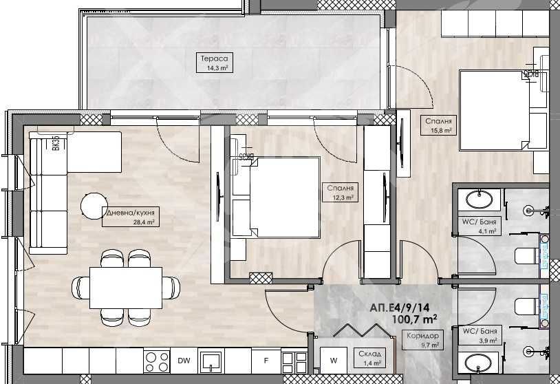Тристаен апартамент в Пловдив, Кършияка - 113 кв.м за 1087 €/кв.м - Снимка #1