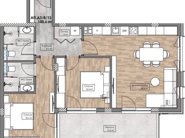 Тристаен апартамент в Пловдив, Марица Север - 113 кв.м за 718 €/кв.м - Снимка #1
