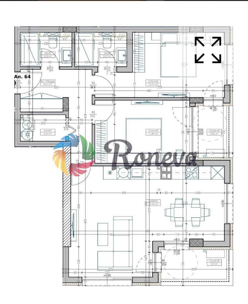 Тристаен апартамент в Варна, Младост 2 - 112 кв.м за 1250 €/кв.м - Снимка #1
