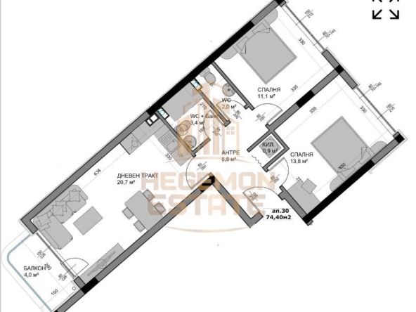 Тристаен апартамент в Варна, Военна болница - 86 кв.м за 1454 €/кв.м - Снимка #1