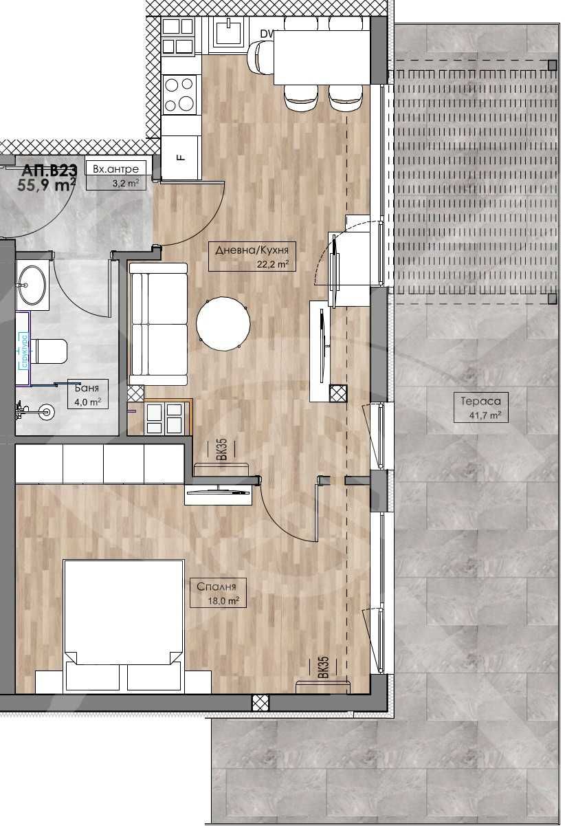 Двустаен апартамент в Пловдив, Кършияка - 104 кв.м за 455 €/кв.м - Снимка #1