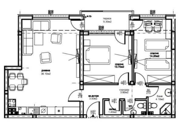 Тристаен апартамент в Пловдив, Остромила - 115 кв.м за 866 €/кв.м - Снимка #1