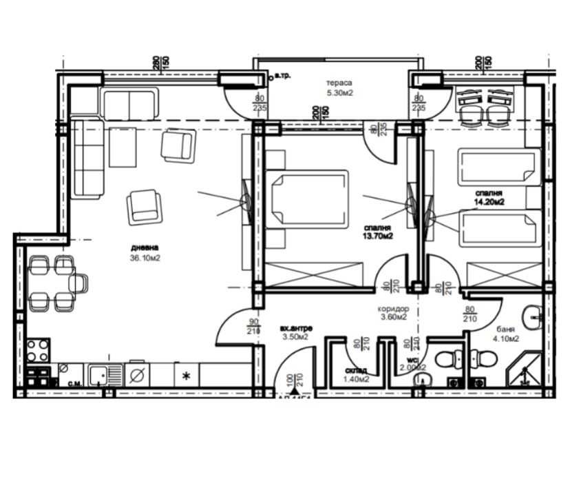 Тристаен апартамент в Пловдив, Остромила - 115 кв.м за 866 €/кв.м - Снимка #1