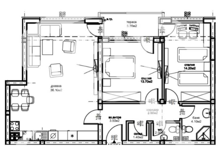 Тристаен апартамент в Пловдив, Остромила - 114 кв.м за 873 €/кв.м - Снимка #1