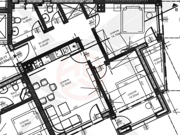 Тристаен апартамент в Пловдив, Коматевски възел - 107 кв.м за 576 €/кв.м - Снимка #1