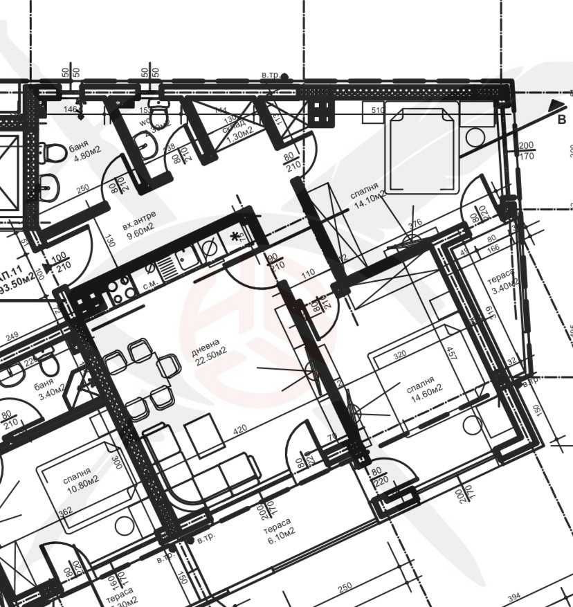 Тристаен апартамент в Пловдив, Коматевски възел - 107 кв.м за 576 €/кв.м - Снимка #1