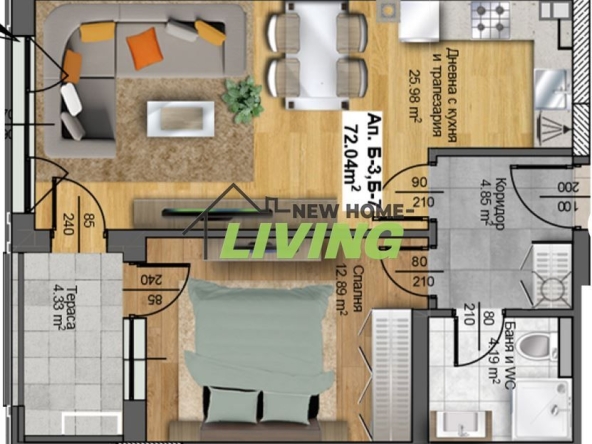 Двустаен апартамент в Пловдив, Христо Смирненски - 72 кв.м за 1431 €/кв.м - Снимка #1