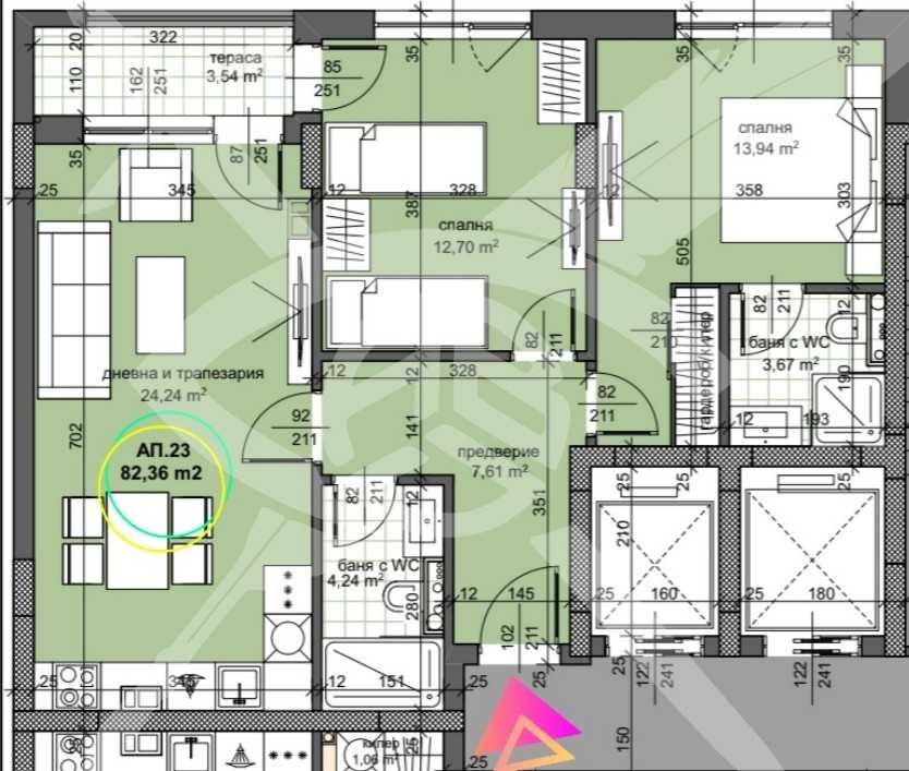 Тристаен апартамент в Пловдив, Кършияка - 96 кв.м за 978 €/кв.м - Снимка #1