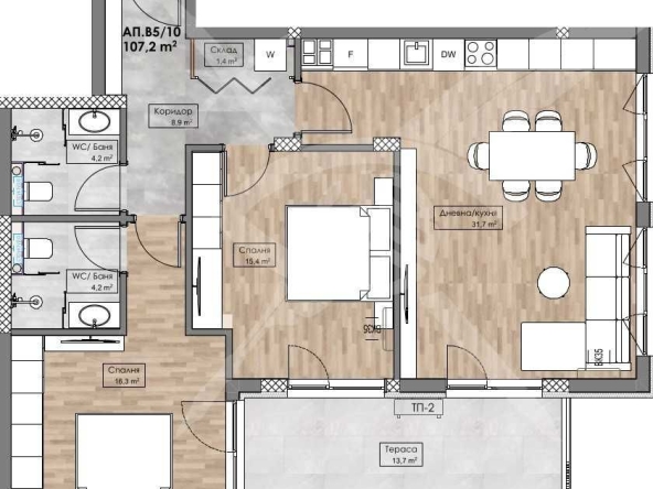 Тристаен апартамент в Пловдив, Кършияка - 120 кв.м за 554 €/кв.м - Снимка #1