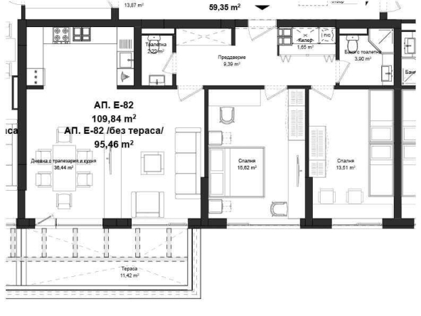 Тристаен апартамент в Пловдив, Гагарин - 125 кв.м за 990 €/кв.м - Снимка #1