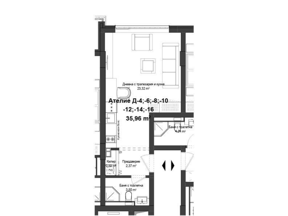 Едностаен апартамент в Пловдив, Гагарин - 43 кв.м за 988 €/кв.м - Снимка #1