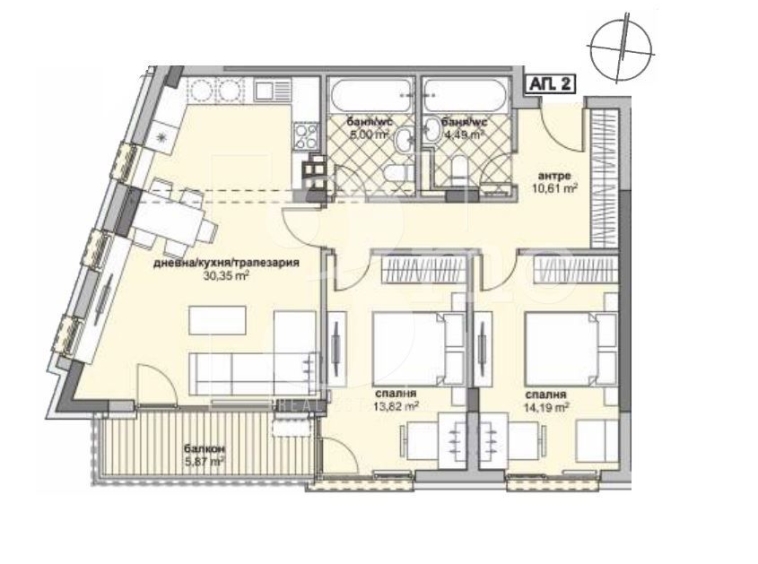 Тристаен апартамент в София, Люлин 6 - 118 кв.м за 1298 €/кв.м - Снимка #1