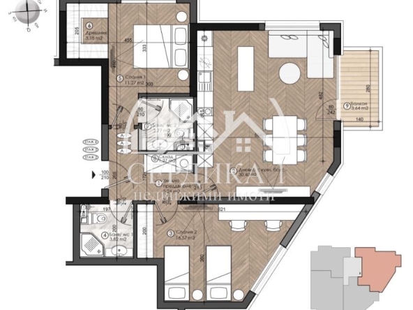 Тристаен апартамент в София, Малинова долина - 107 кв.м за 2025 €/кв.м - Снимка #1