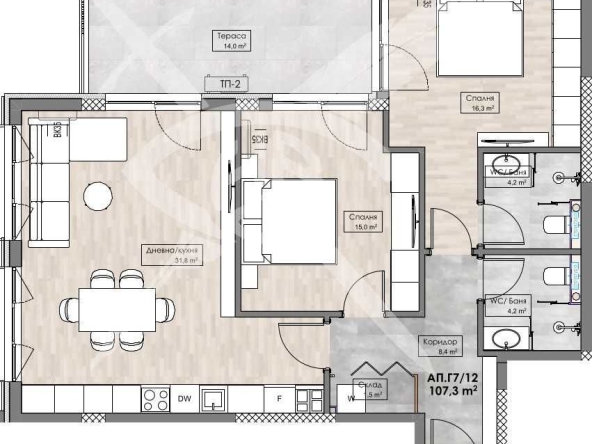 Тристаен апартамент в Пловдив, Кършияка - 120 кв.м за 1087 €/кв.м - Снимка #1