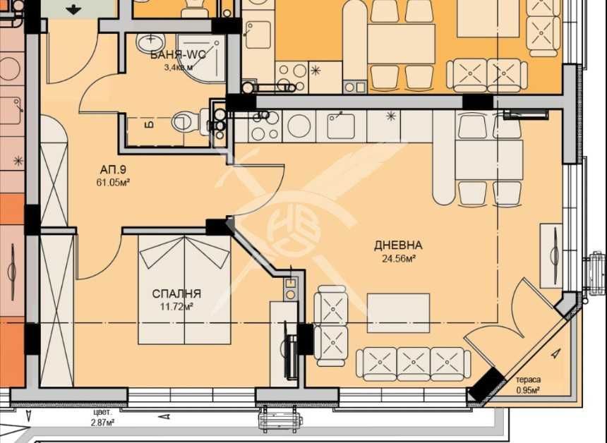 Двустаен апартамент в Бургас, Меден рудник - зона А - 61 кв.м за 947 €/кв.м - Снимка #1