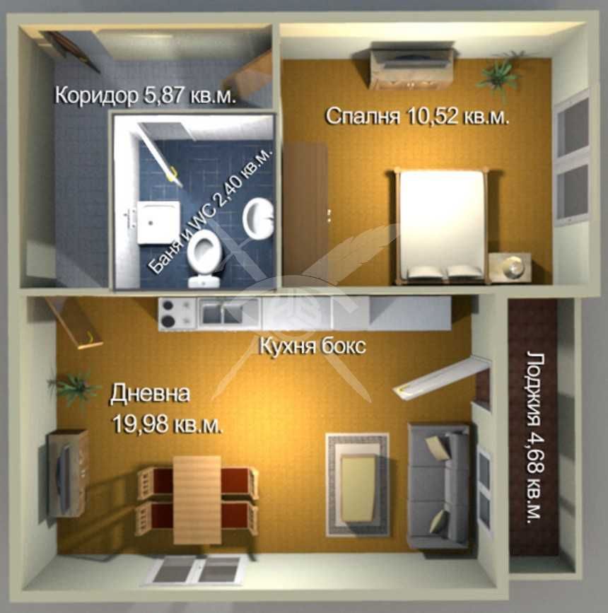 Двустаен апартамент в Бургас, Меден рудник - зона А - 64 кв.м за 719 €/кв.м - Снимка #1