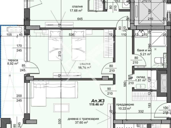 Тристаен апартамент в Пловдив, Тракия - 141 кв.м за 1284 €/кв.м - Снимка #1