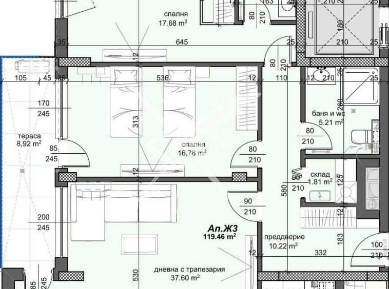 Тристаен апартамент в Пловдив, Тракия - 141 кв.м за 1284 €/кв.м - Снимка #1